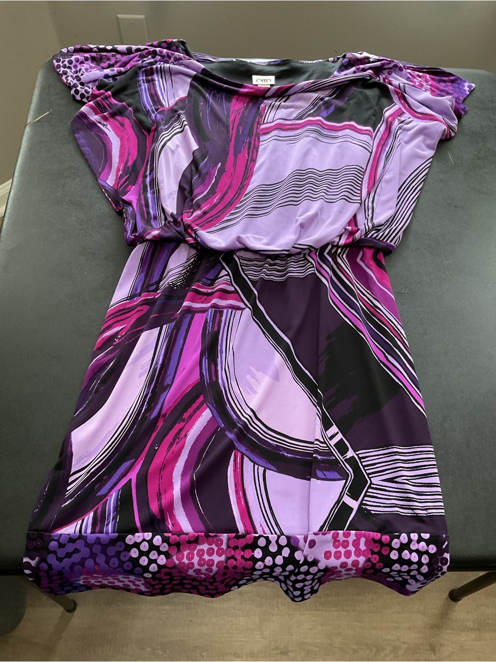 Cato Purple and Fuchsia Abstract Midi Dress